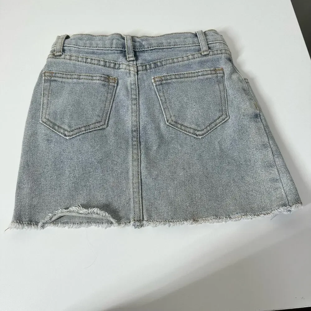 Gianni Bini Girls Raw Hem‎ Stretchy Mini Denim Light Wash Skirt Size 5